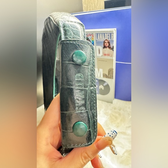 STAUD Green Croc Moon Bag - Picture 3 of 11